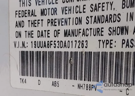 2013 Acura Tl 3.5 из США, поврежденный, VIN 19UUA8F53DA017263